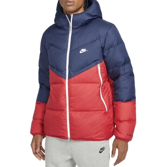 NWT NIKE MEN'S STORM WINDRUNNER DOWN FILLED WINTER PUFFER JACKET BLUE RED WHITE - Picture 3 of 11
